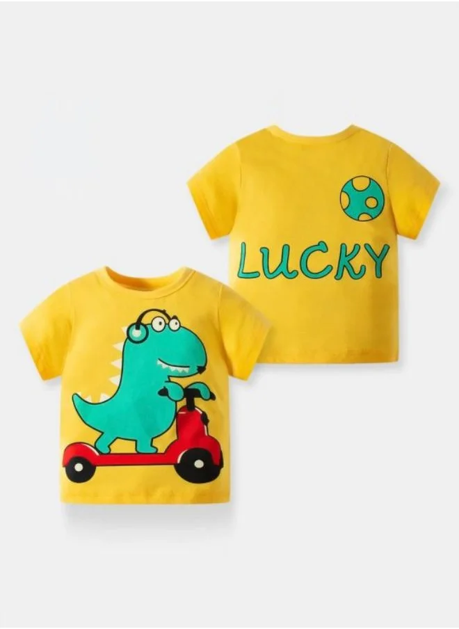 YUNIQEE Yellow Printed Short Sleeve Crew Neck T-Shirt