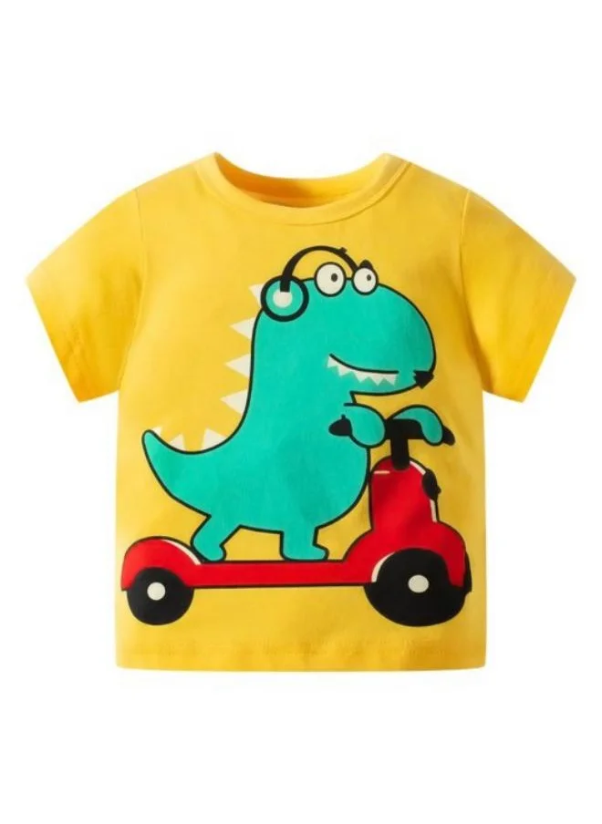 YUNIQEE Yellow Printed Short Sleeve Crew Neck T-Shirt