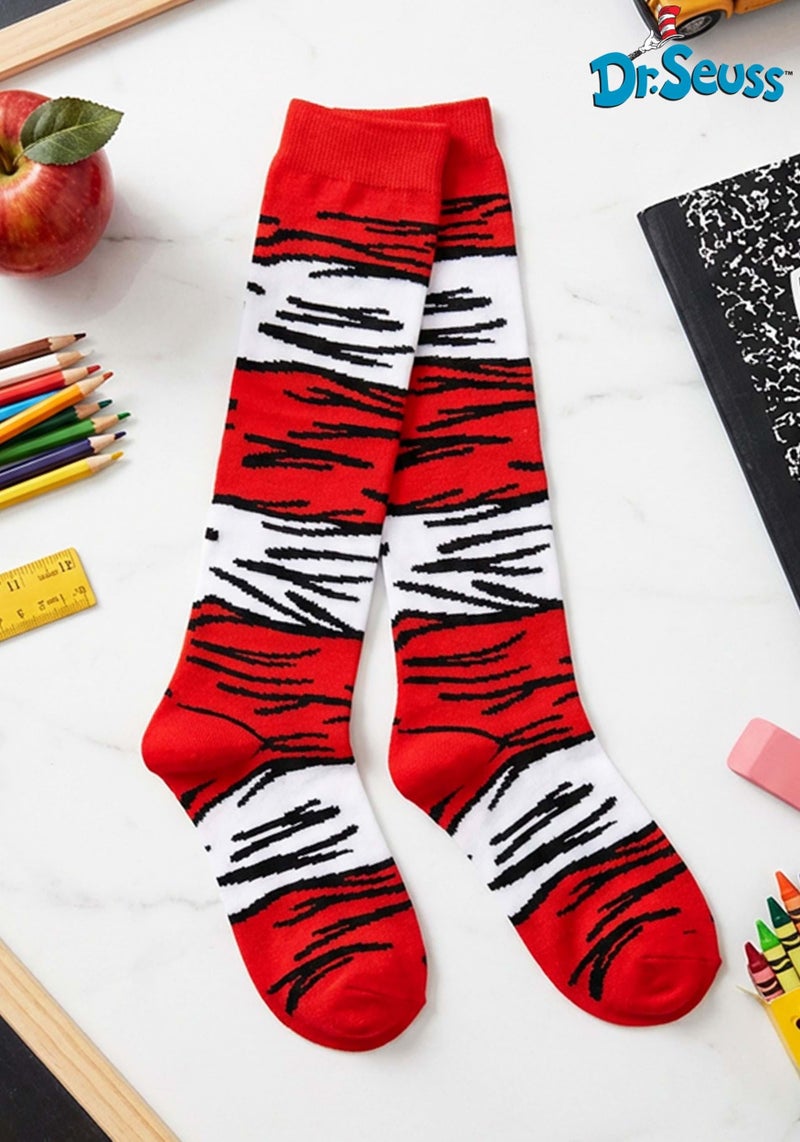 elope The Cat in The Hat Costume Kids' Socks - 18'' Knit Graphic Socks, Officially Licensed - Image 2