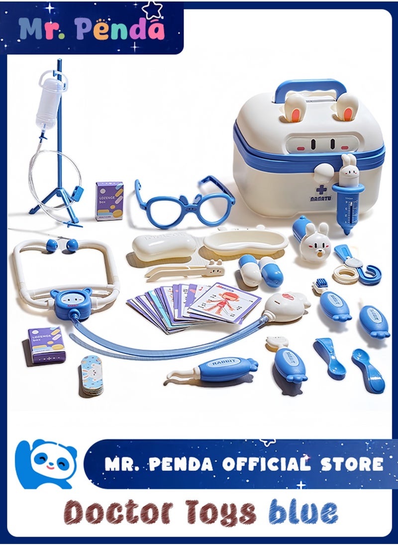 Mr. Penda 25PCS Doctor Kit for Kids Pretend Play Educational Doctor Toys, Medical Kit with Stethoscope, Doctor Playset for Dentist Doctor, Role Play Toys for 3-8 Years Old Girls and Boys Toddler Gifts (Blue)  - Image 1