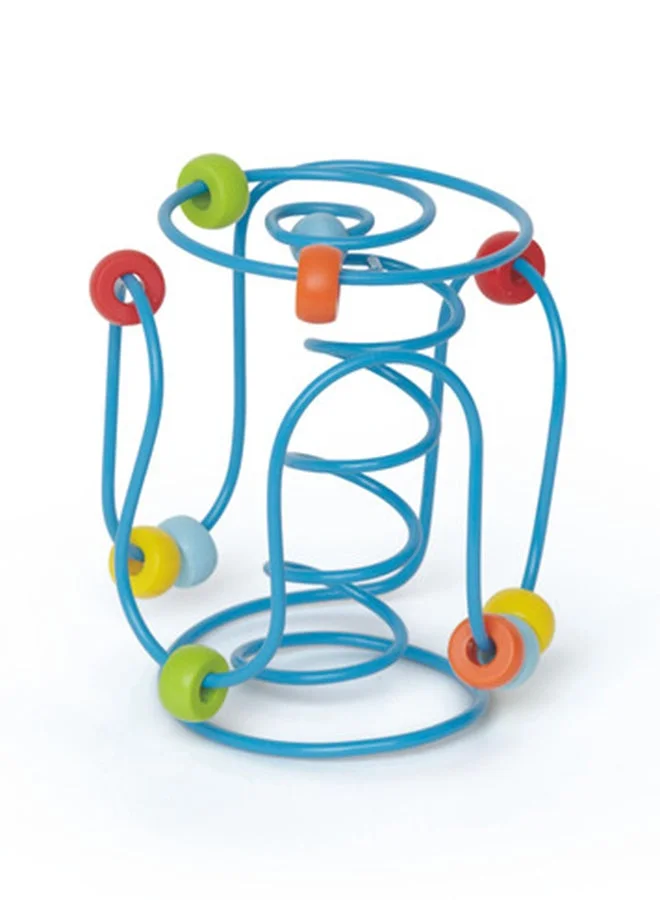 هيب Hape Spring-A-Ling Wooden Bead Maze Baby Activity Toy with Colourful Beads, Fine Motor Skills, Hand-Eye Coordination & Colour Recognition Learning Toy, Travel Play, Ages 6 Months+
