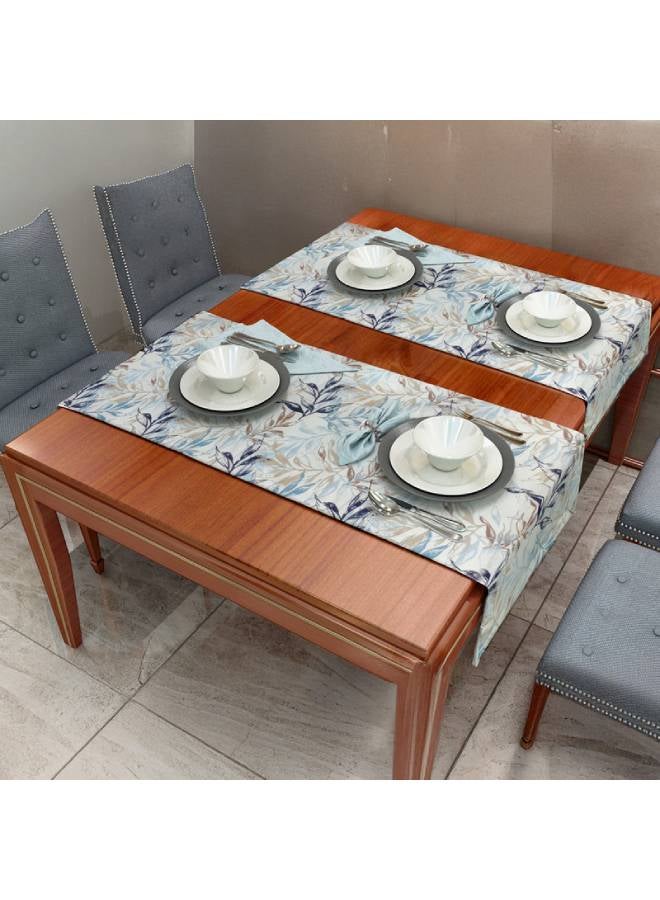  انتكس بيت الستائر مفارش طاولة من الكتان المخمل من إنتكس هوم 45 × 130 سم - مناسبة لغرف المعيشة والمطابخ وغرف النوم - تصميم أوراق عصري قطعتان - Image 1