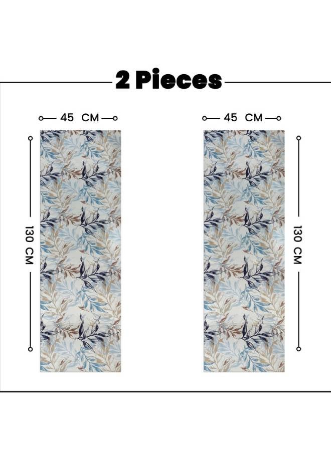  انتكس بيت الستائر مفارش طاولة من الكتان المخمل من إنتكس هوم 45 × 130 سم - مناسبة لغرف المعيشة والمطابخ وغرف النوم - تصميم أوراق عصري قطعتان - Image 2