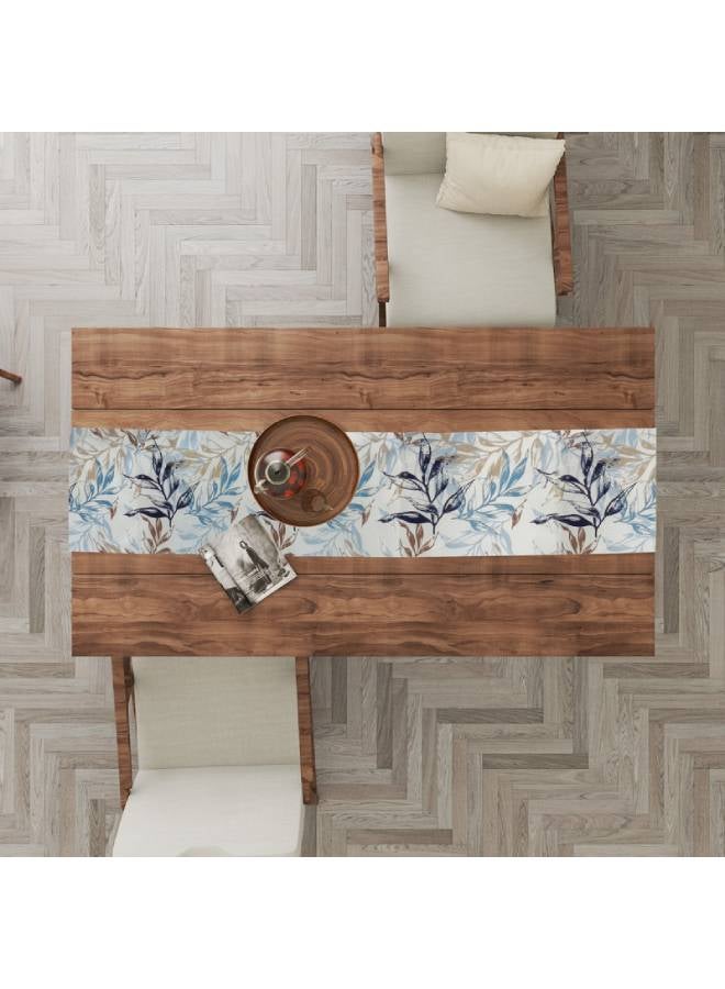  انتكس بيت الستائر مفارش طاولة من الكتان المخمل من إنتكس هوم 45 × 130 سم - مناسبة لغرف المعيشة والمطابخ وغرف النوم - تصميم أوراق عصري قطعتان - Image 4