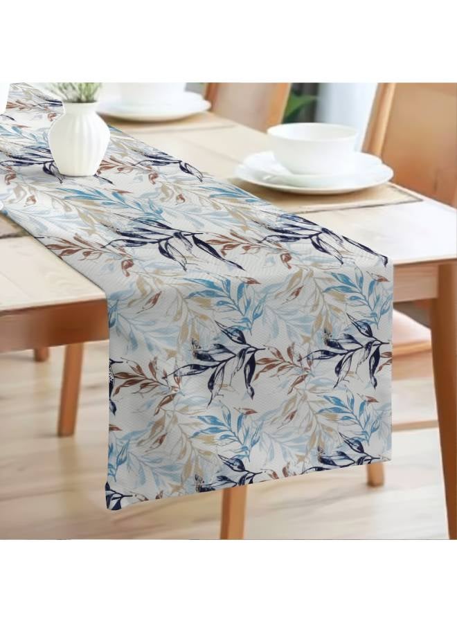  انتكس بيت الستائر مفارش طاولة من الكتان المخمل من إنتكس هوم 45 × 130 سم - مناسبة لغرف المعيشة والمطابخ وغرف النوم - تصميم أوراق عصري قطعتان - Image 3