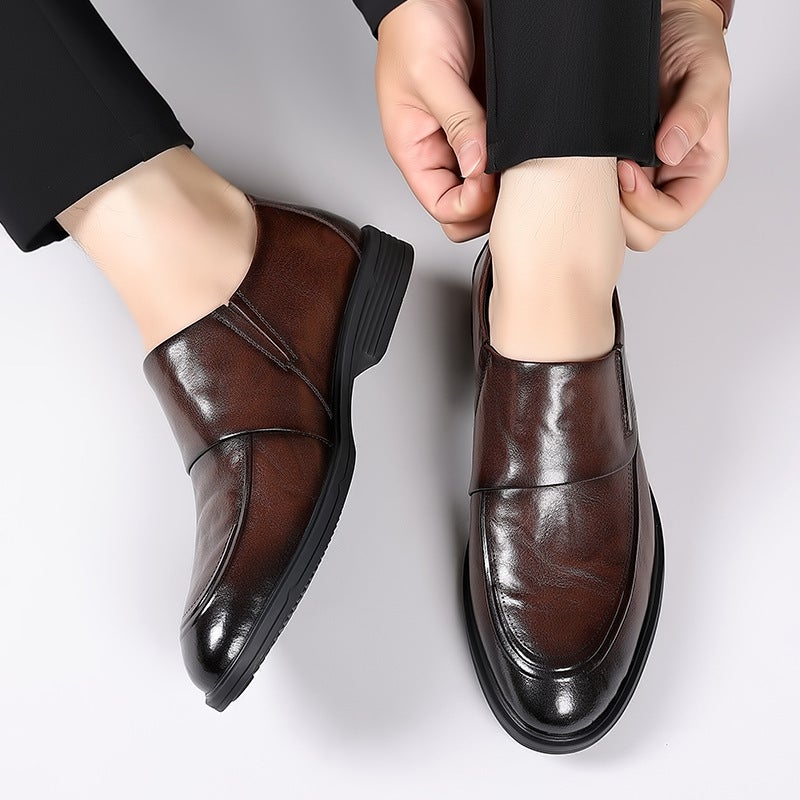 Men'S Shoes Autumn New British Business Casual Leather Shoes Trendy Four-Season Pointed Loafers Slip-On - Image 3