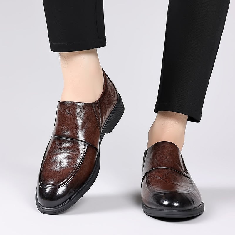 Men'S Shoes Autumn New British Business Casual Leather Shoes Trendy Four-Season Pointed Loafers Slip-On - Image 4
