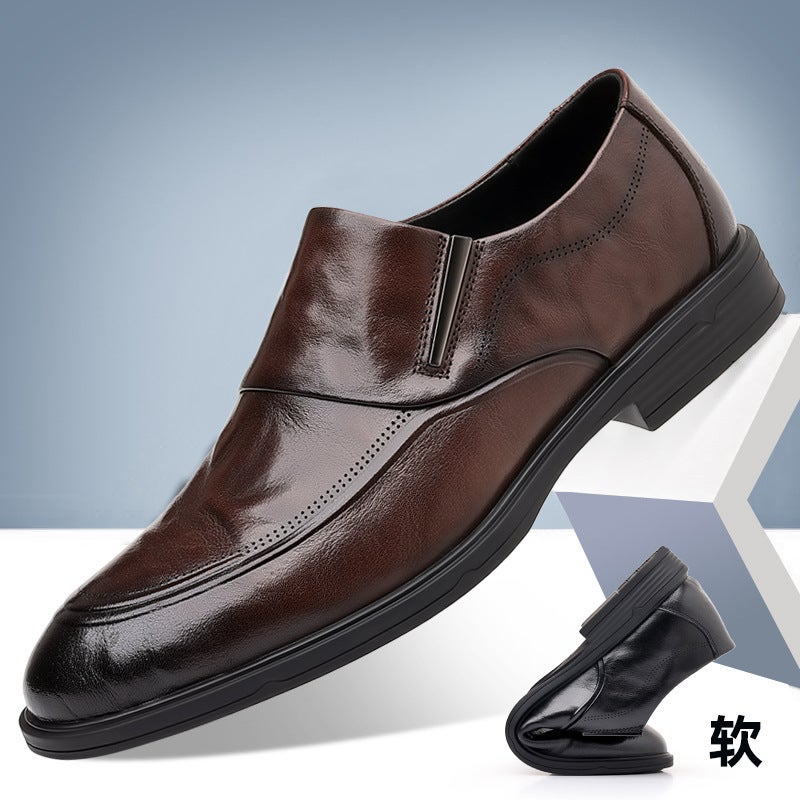 Men'S Shoes Autumn New British Business Casual Leather Shoes Trendy Four-Season Pointed Loafers Slip-On - Image 2