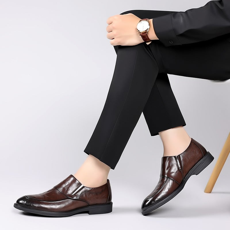 Men'S Shoes Autumn New British Business Casual Leather Shoes Trendy Four-Season Pointed Loafers Slip-On - Image 5