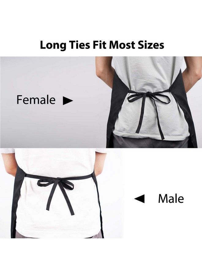 YIKA Apron Couples Yika Cooking Kitchen Aprons Set: Waterproof Apron For Women Men With Adjustable Neck Strap With Extra Long Ties 2 Pockets (Black)  - Image 5
