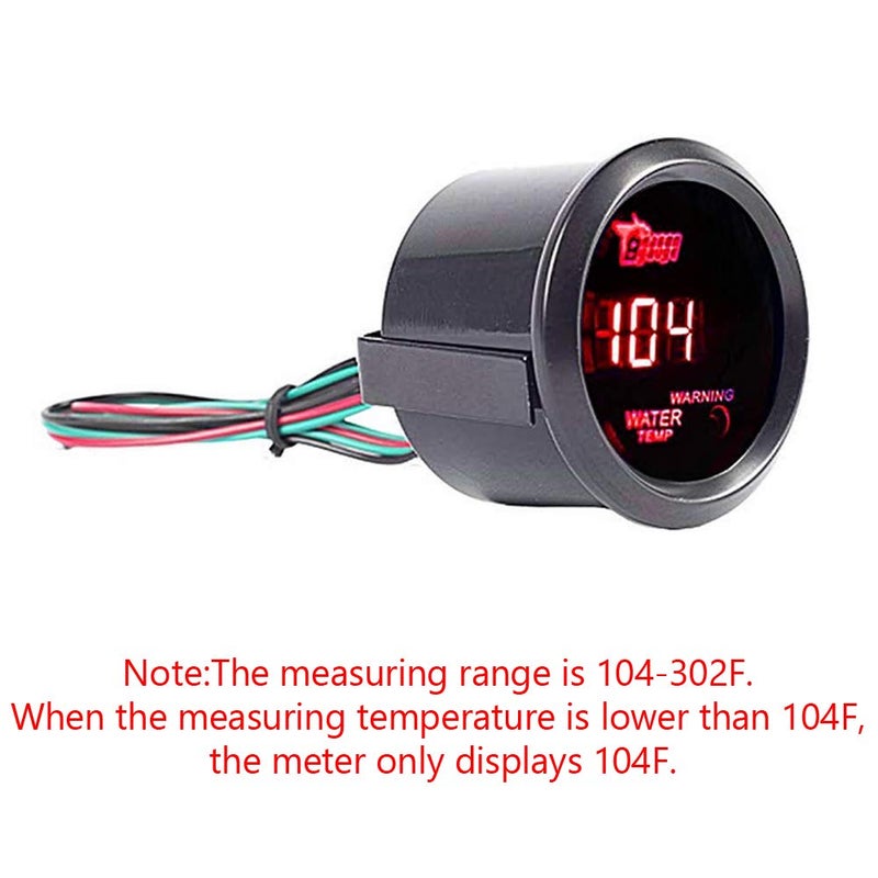 ESUPPORT Car 2" 52mm Digital Water Temp Gauge Red LED Fahrenheit F - Image 5