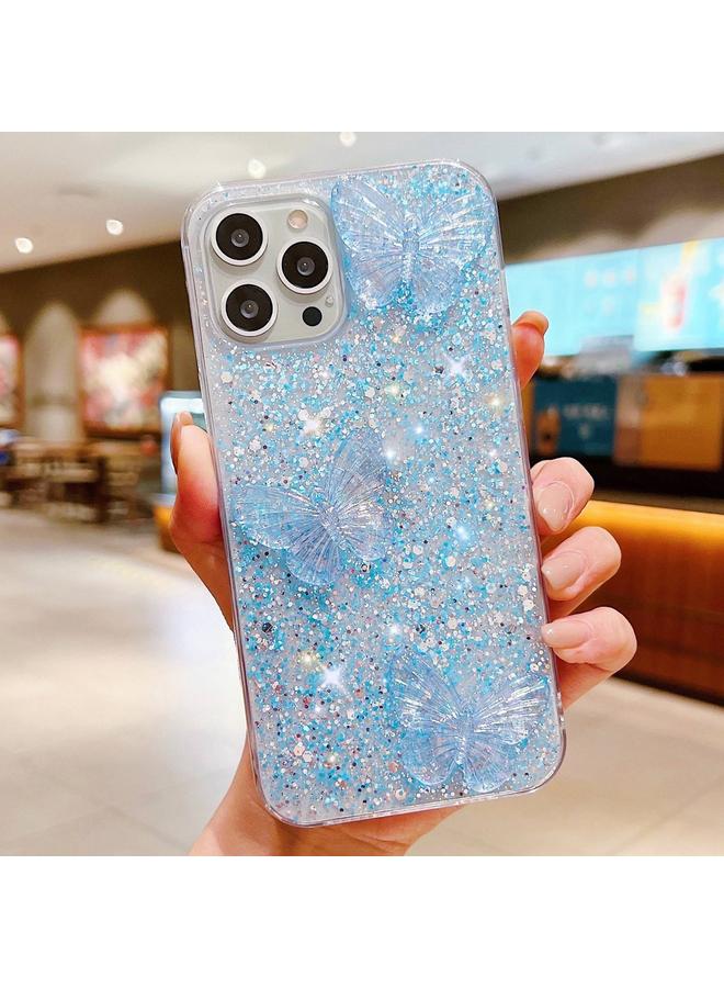 Zaboon Case For iPhone 12 Starry Sequin Crystal Butterflies Epoxy TPU Phone Case - Image 2