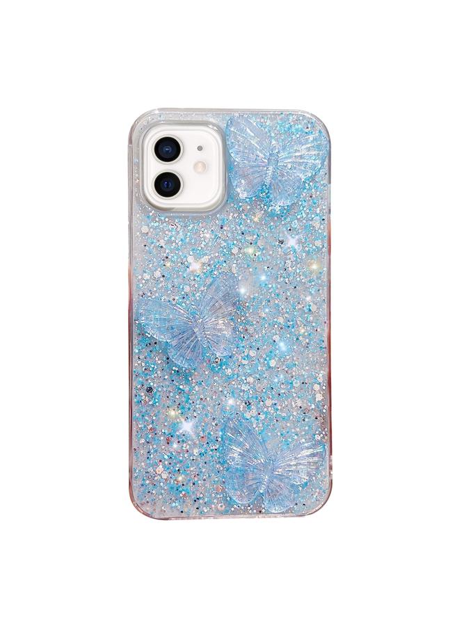 Zaboon Case For iPhone 12 Starry Sequin Crystal Butterflies Epoxy TPU Phone Case - Image 1