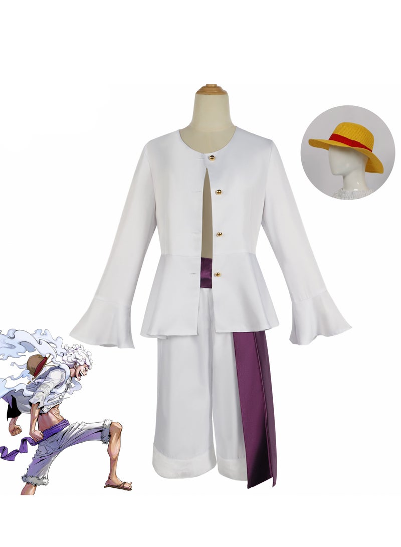 زي قطعة واحدة قرد القش الرافي D. لوفي كوسبلاي زي هالوين مجموعة موحدة ﻿ للأولاد - Image 1