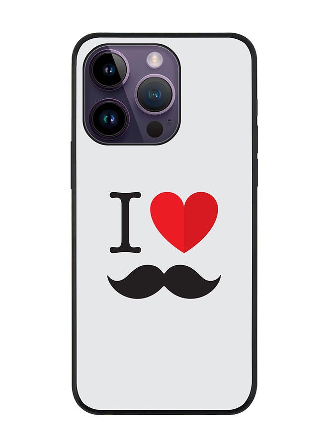 Stylizedd Rugged Black edge case for Apple iPhone 14 Pro Slim fit Soft Case Flexible Rubber Edges Anti Drop TPU Gel Thin Cover - I Love Moustashe - Image 1