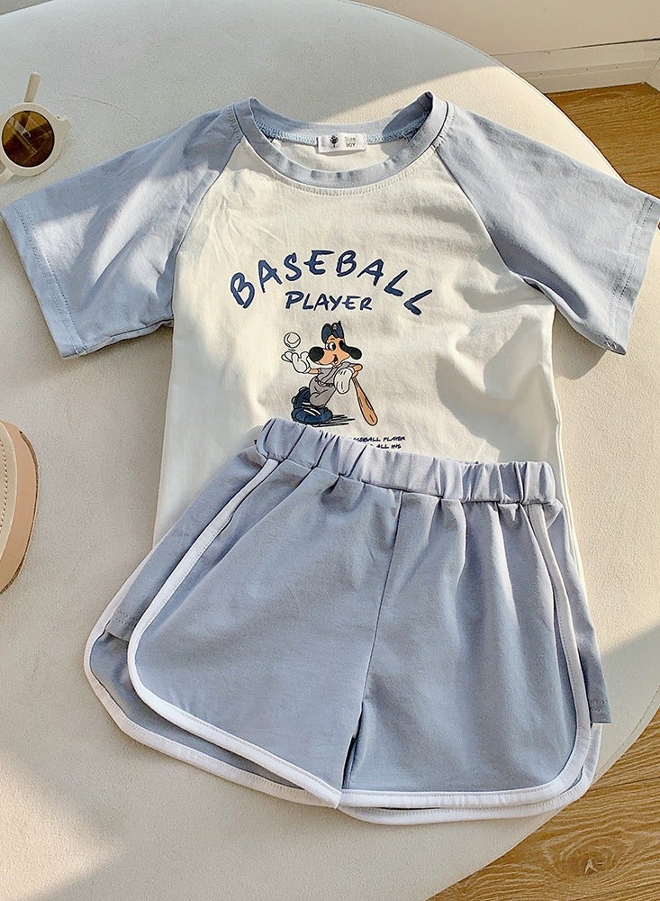 Loquat Kids Printed Short Sleeve T-Shirt And Shorts Summer Casual Set