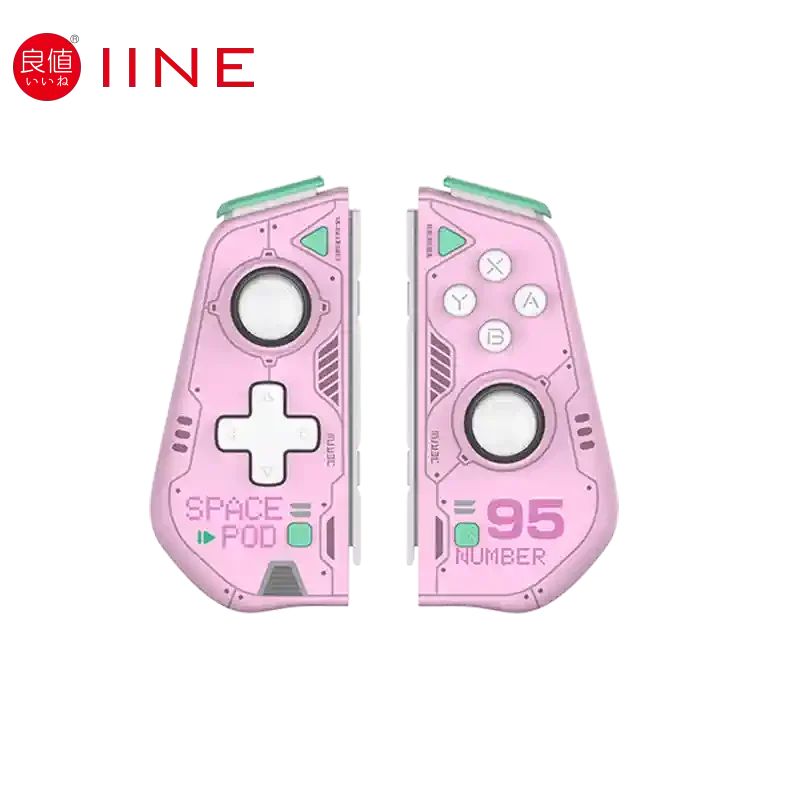 Iine Mecha Split L941 Left and Right Joy-Con Controllers for Oled Console, 3rd Gen Elite Split Grip NS, Pink - Image 1
