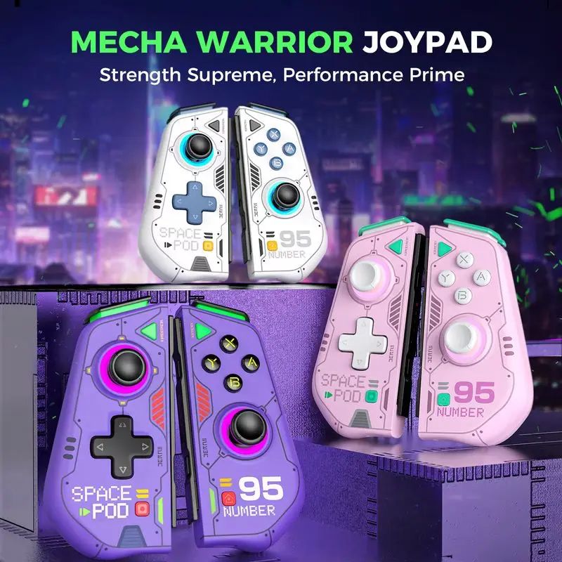 Iine Mecha Split L941 Left and Right Joy-Con Controllers for Oled Console, 3rd Gen Elite Split Grip NS, Pink - Image 2