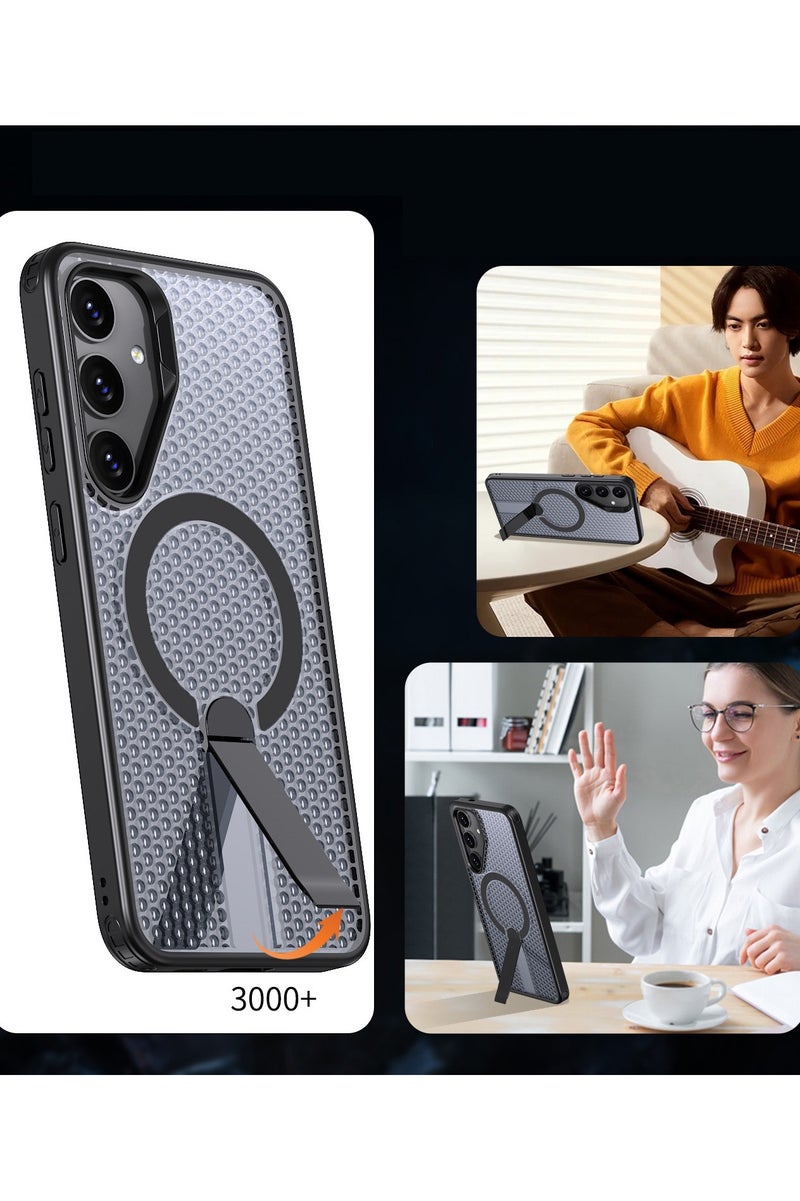 general Magnetic Case for Samsung Galaxy S25 Plus/Galaxy S24 Plus with Invisible Kickstand, Compatible with MagSafe, Breathable Mesh Heat Dissipation Protective Cover for Samsung S25 Plus - Image 3