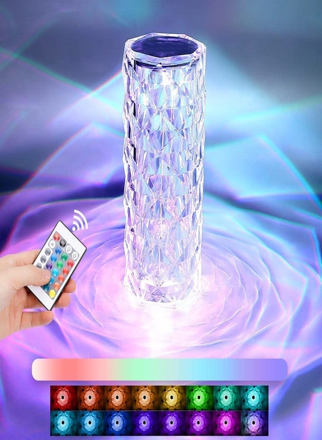 Chocozone Crystal Diamond Table Lamp - 16 Color Changing Rose USB Rechargeable Touch Bedside Night Light With Remote Control for Bedroom, Living Room, Party Decor - Image 1