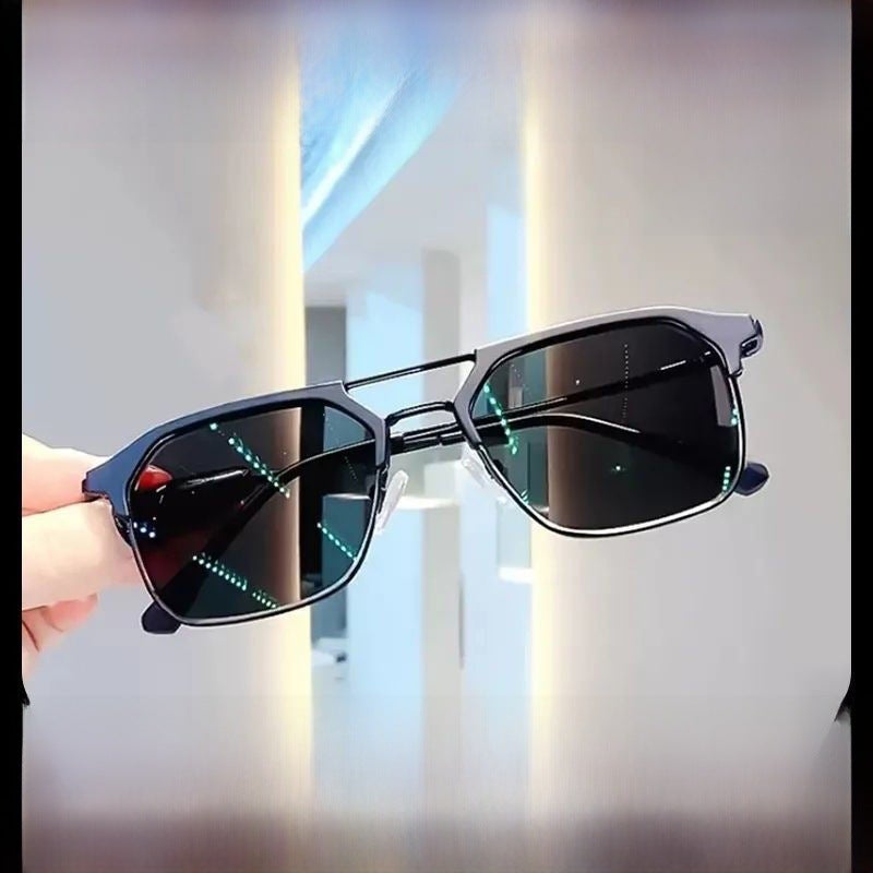 Generic Stylish Semi-Rimless Presbyopic Sunglasses for Men Sand black frame 