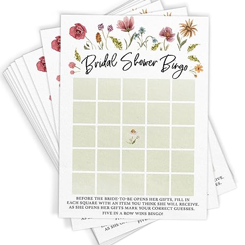Printed Party Bridal Shower Game Set – 4 Fun Games and Activities for 30 Guests, Includes Bingo, He Said She Said, Bride & Groom Trivia, and Wedding Phrase Guessing Game, Love In Bloom Wildflower Design - Image 4