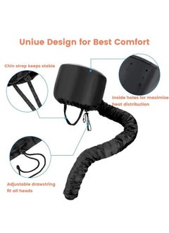Bonnet Hood Hair Dryer Attachment Set - Soft Adjustable Hooded Bonnet for Hand Held Hair Dryer - Including Head Band for Drying Styling Curling Deep Conditioning