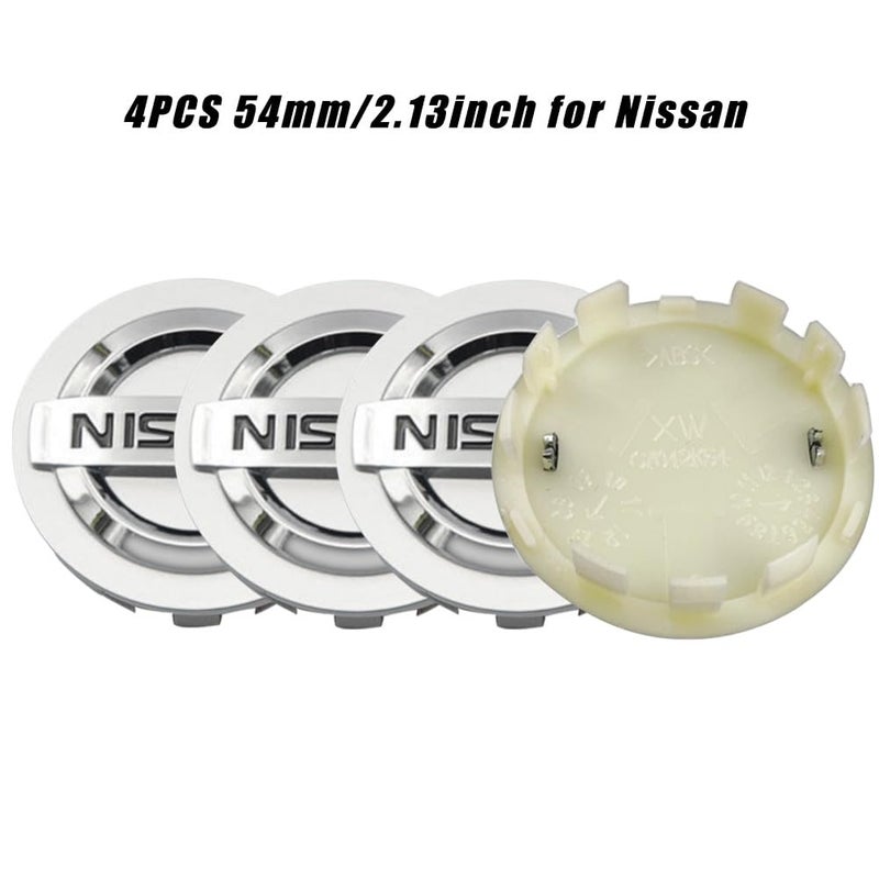 Thcbme 4PCS Wheel Center Caps for Nissan Replacement Accessories, ABS Wheel Rim Hubcaps Hub Cover, 54mm/2.13 Inch (Silver) - Image 2