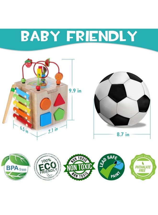 HELLOWOOD Wooden Activity Cube, 8-in-1 Montessori Toys for 1+ Year Old Boys & Girls, Educational Learning Toys for Toddlers Age 1-2, 1st Birthday Gift | Bonus Sorting & Stacking Board - Image 4