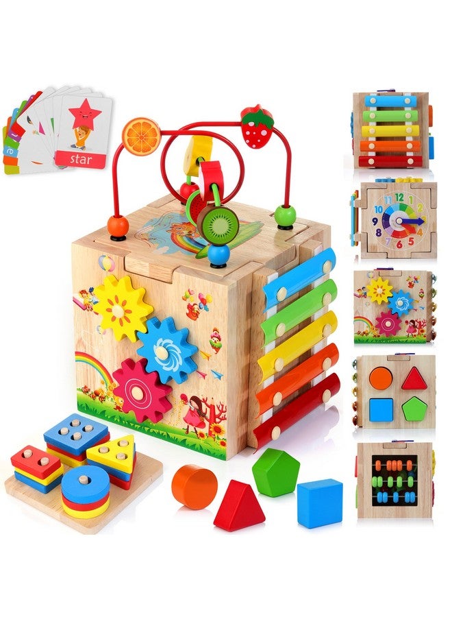HELLOWOOD Wooden Activity Cube, 8-in-1 Montessori Toys for 1+ Year Old Boys & Girls, Educational Learning Toys for Toddlers Age 1-2, 1st Birthday Gift | Bonus Sorting & Stacking Board - Image 1