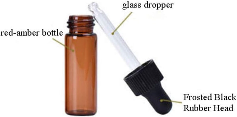 فورنيدو زجاجة قطرات بلون عنبري، سعة 1 درام (4 مل)، عبوة تحتوي على 15 زجاجة، قوارير زيت عطري أساسي قابلة لإعادة التعبئة، زجاجات عينات عطور مع أنابيب قطرات نقية وغطاء برغي أسود، عبوة تجميلية مثالية للسفر. - Image 2
