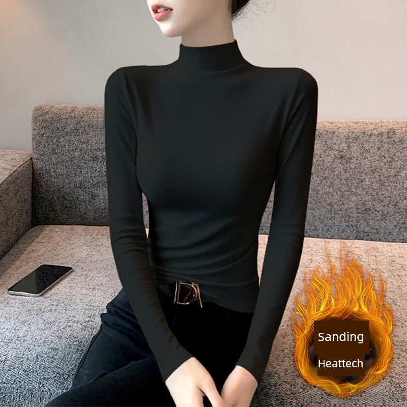 Modal half-turtleneck base shirt women's autumn and winter inner wear slim long-sleeved t-shirt mid-collar trendy top 2025 new style - Image 3