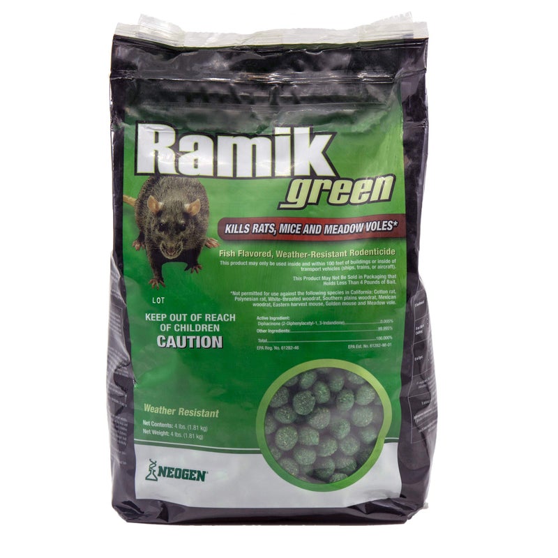 Neogen Ramik Green Fish Flavored Weather Resistant Rodenticide Nuggets, 4 lb bag (00615) - Image 1