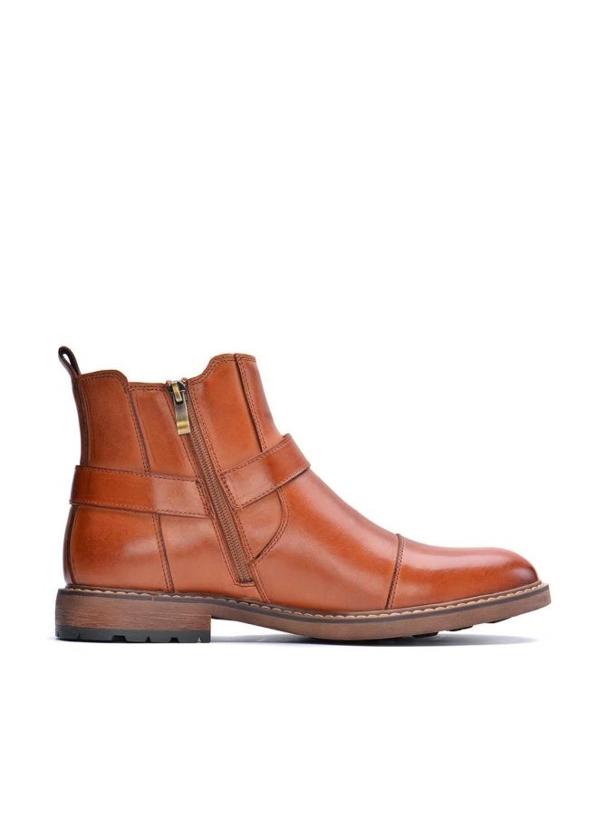Arkbird Chelsea Ankle Boots, Leather Lined Oxfords for Men with Zipper Brown 11 - Image 1