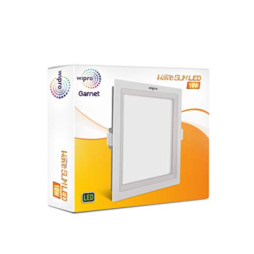 wipro Garnet 10W Square Led Wave Panel Light for Ceiling|Cool White Light(6000K)|Ultra-Slim Design|Recessed Down Light for False Ceiling|Pop Ceiling Light|Cutout - 125X125Mm|Pack of 1, - Image 3