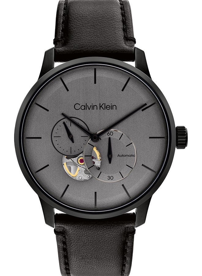 CALVIN KLEIN ساعة يد جلدية للرجال بشكل دائري تناظرية 25200073 - 41.2 مم - Image 1