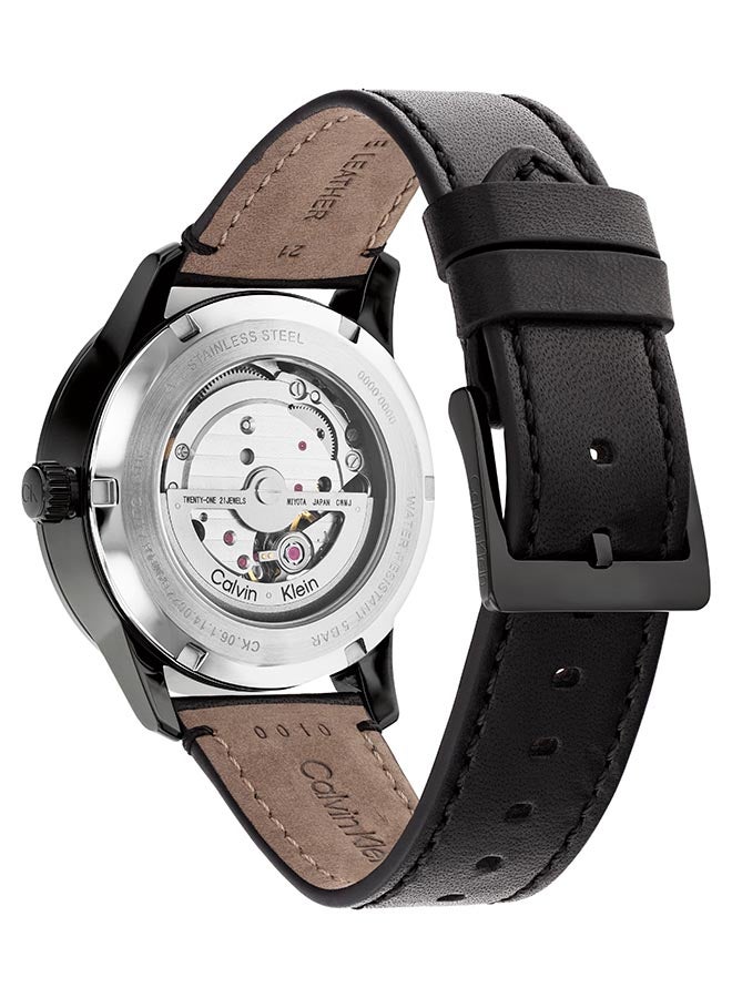 CALVIN KLEIN ساعة يد جلدية للرجال بشكل دائري تناظرية 25200073 - 41.2 مم - Image 3