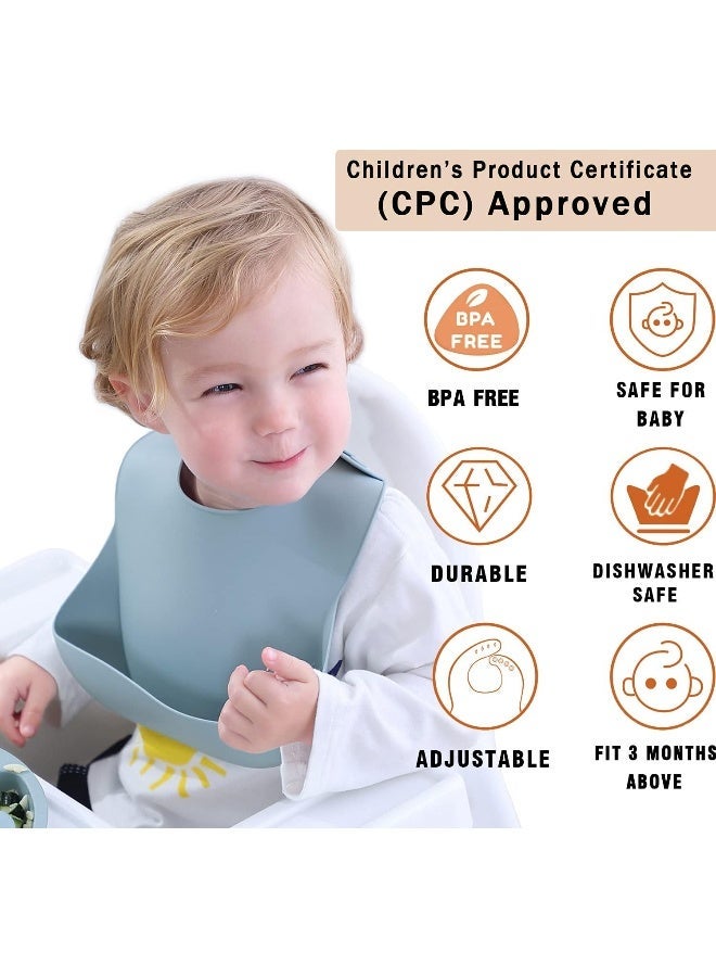 Moonkie Silicone Baby Bibs Set Of 2, BPA Free Soft Adjustable Fit Waterproof Feeding Bibs for Babies and Toddlers(Muted/Pale Mauve) - Image 2