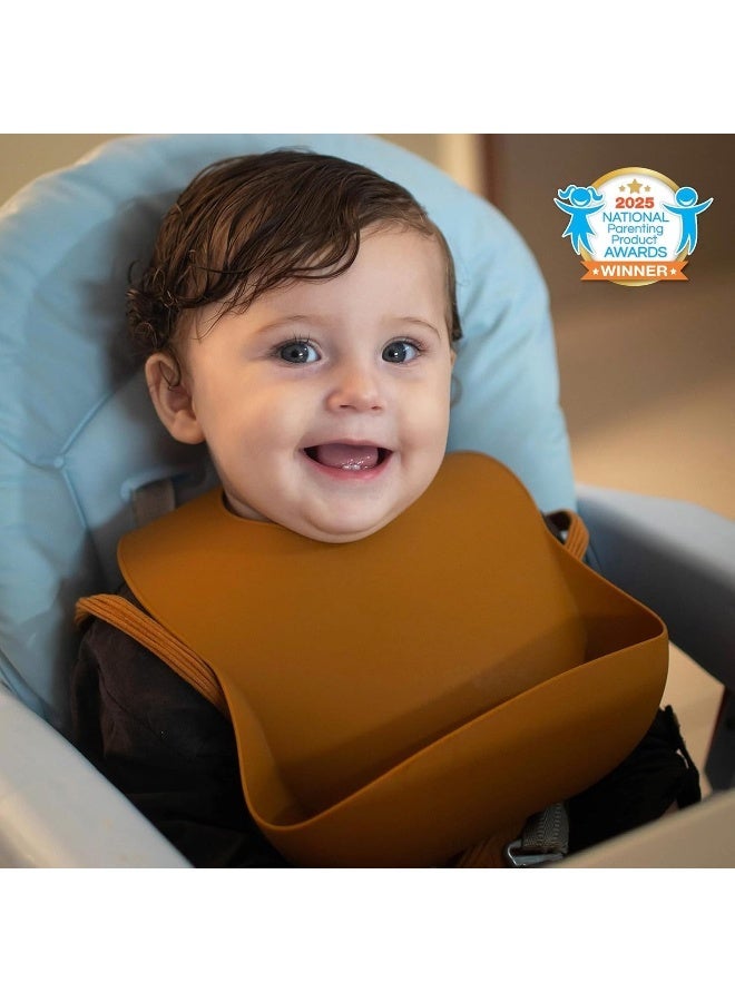 Moonkie Silicone Baby Bibs Set Of 2, BPA Free Soft Adjustable Fit Waterproof Feeding Bibs for Babies and Toddlers(Muted/Pale Mauve) - Image 3