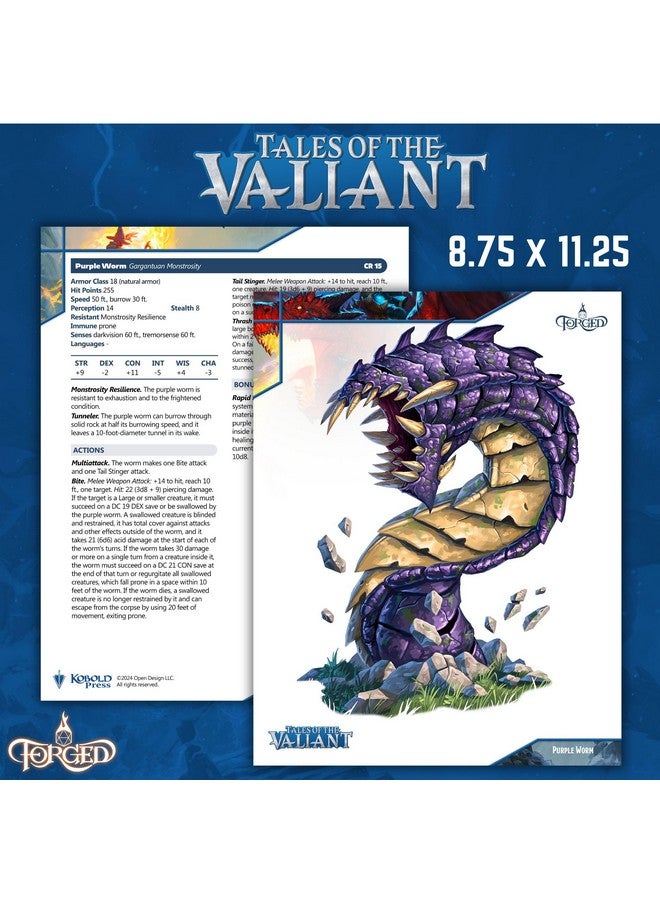 Forged Dice Co. Tales of the Valiant Monster Vault Monster Cards - 313 Full-Color Fantasy Creatures for Dnd 5E Compatible RPGs - Quick Reference Deck for Game Masters - Licensed Kobold Press Accessory - Image 5