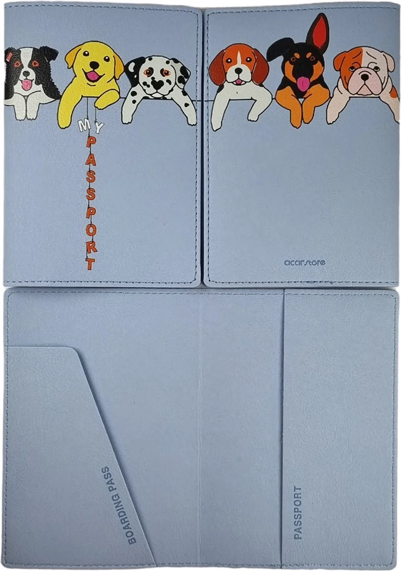 Smyrna Acar Mira Vegan Leather Printed Passport Cover Passport Travel Wallet Blue