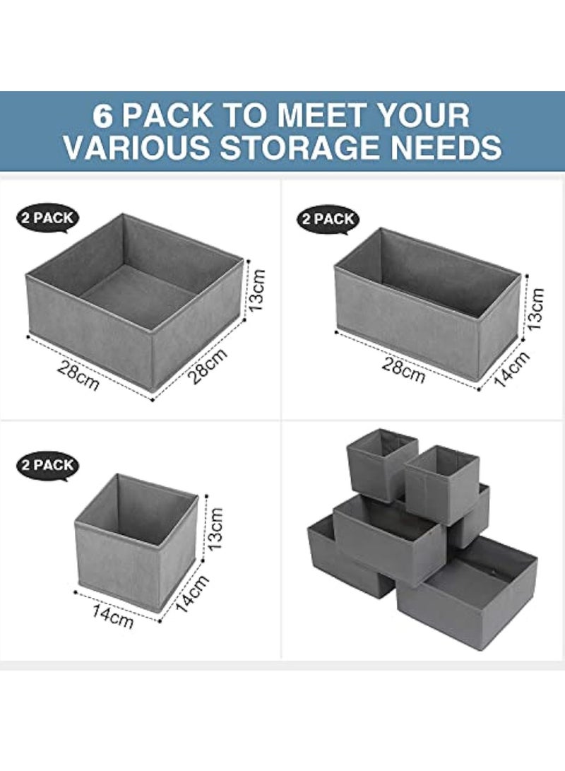 YelaJoy Drawer Organizer Clothes, 6 Pack Underwear Drawer Organizer, Foldable Closet Organizers, Storage Dresser Drawer Dividers, Cloth Drawer Storage Organizer Boxes, for Clothes, Scarves - Image 2