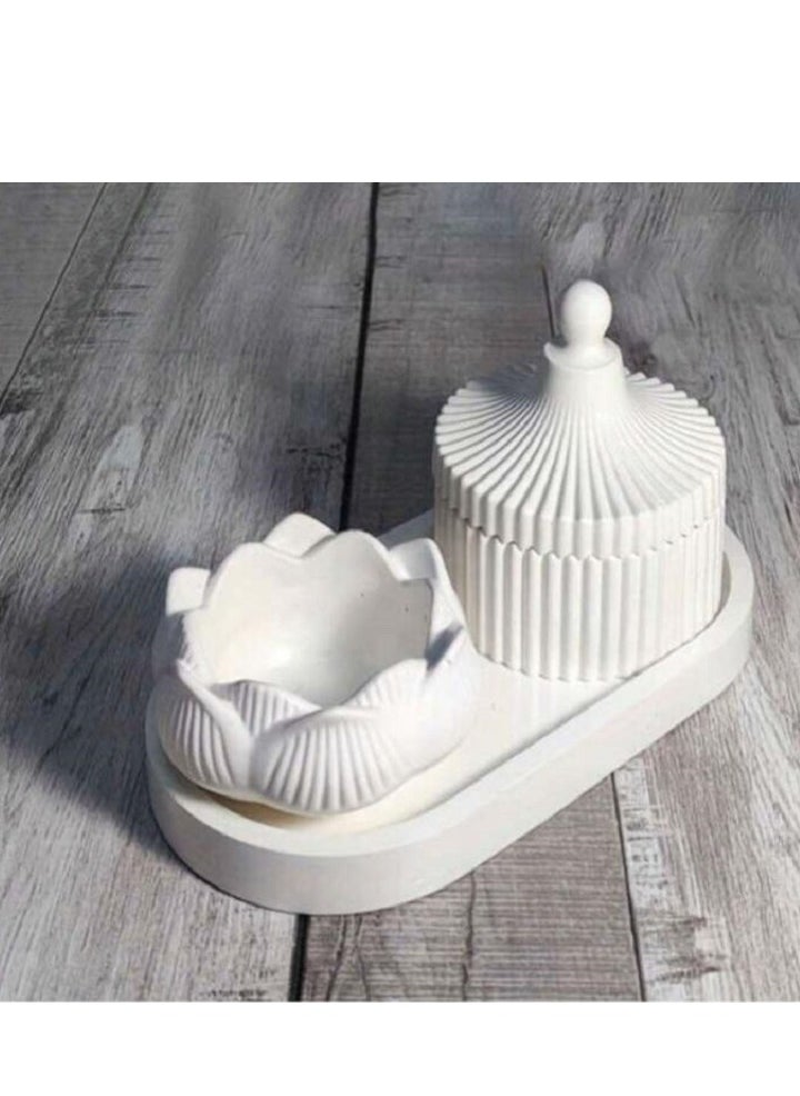 ماركة غير محددة - مجموعه ديكورية تتكون من 3 قطع مصنوعه من الكونكريت - متعددة الاستخدامات - Image 1