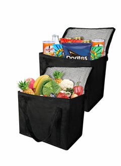 Excefore 2 Insulated Reusable Grocery Bag with Zippered Top, XL, Large, Frozen Foods Cold, Cooler Shopping Accessories, Insullated Bags  - Image 1