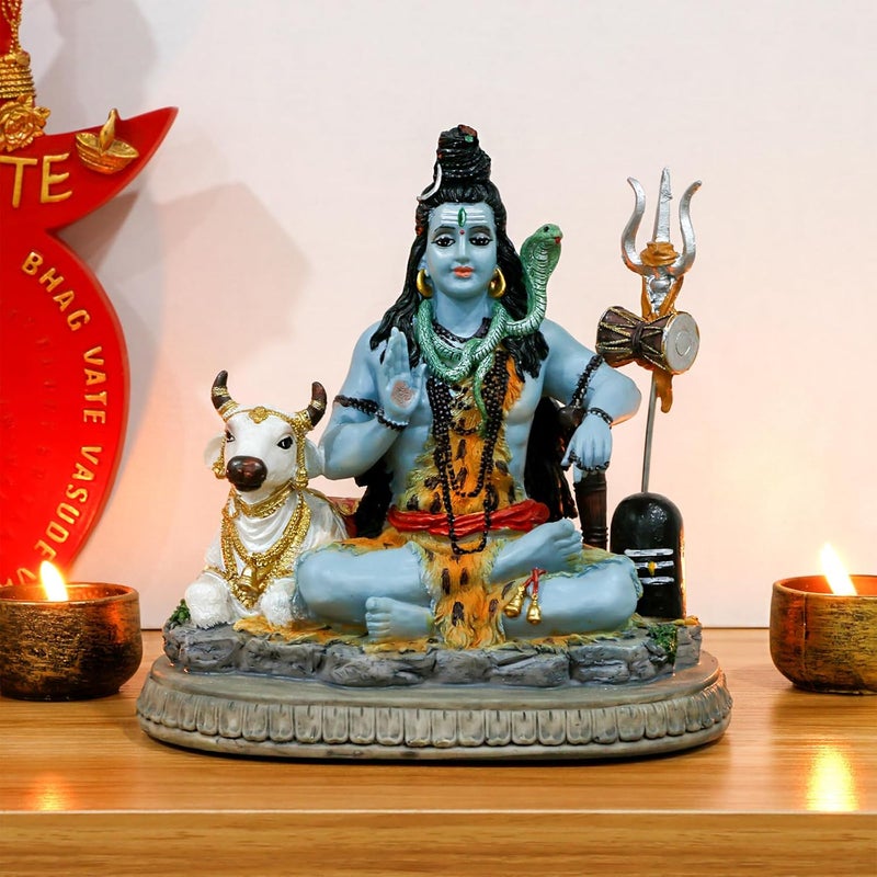 alikiki Exquisite Lord Shiva Statue with Nandi - Image 3