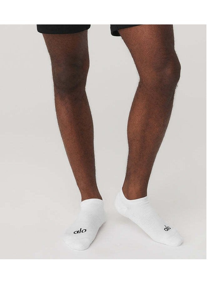 alo three-piece boat socks, men's solid color embroidered sweat-absorbing short socks, sports and casual cotton socks - Image 1