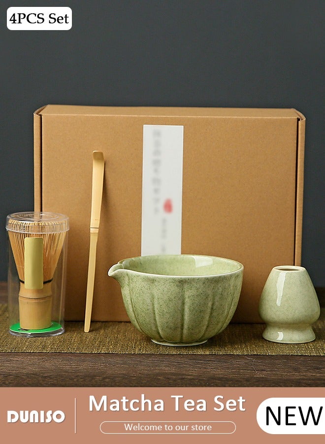 DUNISO Matcha Whisk Set, 4pcs Japanese Tea Set,Matcha Bowl, Matcha Bamboo, Whisk Scoop Sifter, Matcha Whisk Holder,Traditional Matcha Tool Set for Matcha Tea Ceremony - Image 1