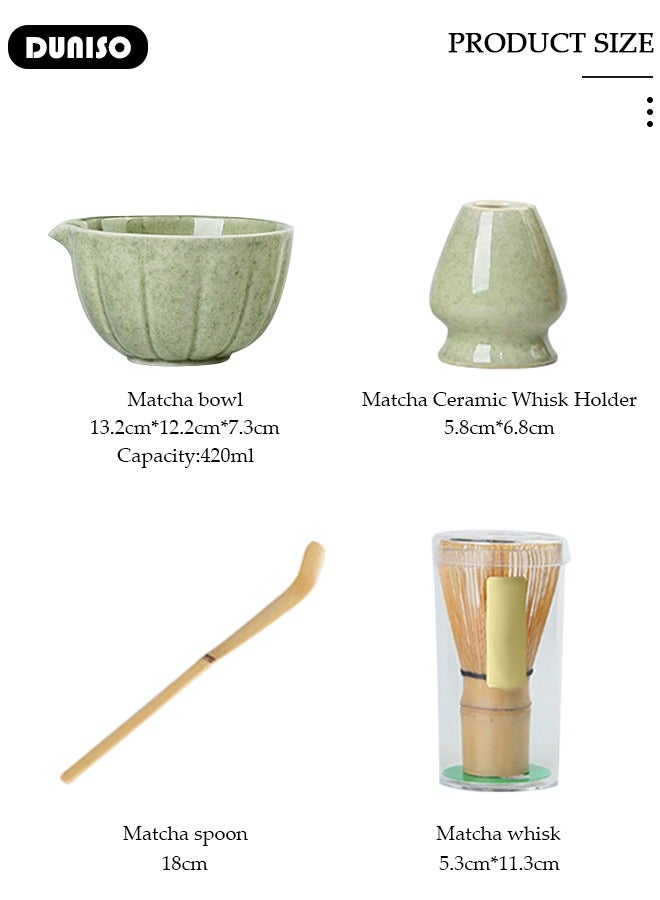 DUNISO Matcha Whisk Set, 4pcs Japanese Tea Set,Matcha Bowl, Matcha Bamboo, Whisk Scoop Sifter, Matcha Whisk Holder,Traditional Matcha Tool Set for Matcha Tea Ceremony - Image 4