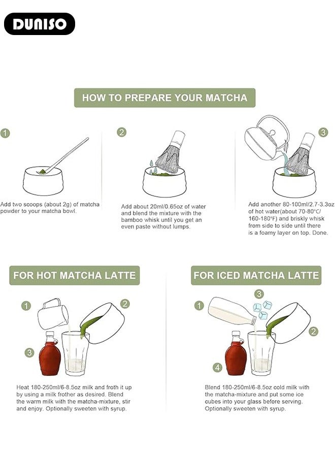 DUNISO Matcha Whisk Set, 4pcs Japanese Tea Set,Matcha Bowl, Matcha Bamboo, Whisk Scoop Sifter, Matcha Whisk Holder,Traditional Matcha Tool Set for Matcha Tea Ceremony - Image 5