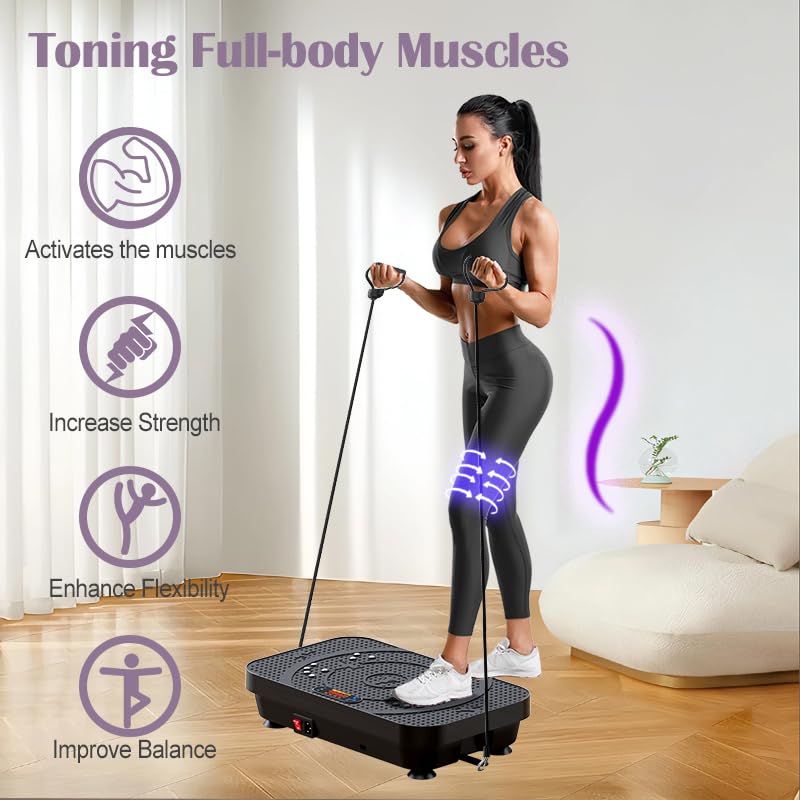 PBYRD Vibration Plate Exercise Machine -Full Body Shaker with Auto Mode, Acupressure Massage & Silicone Pedal, for Lymphatic Drainage, Weight Loss & Fat Burning, Home Fitness Equipment for Woman & Men - Image 4